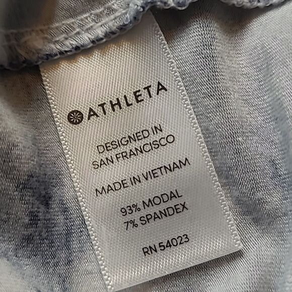 M ATHLETA HIGH NECK SLEEVELESS STRETCH BLUE WHITE ATHLETIC COASTAL DRESS MEDIUM - Picture 8 of 10